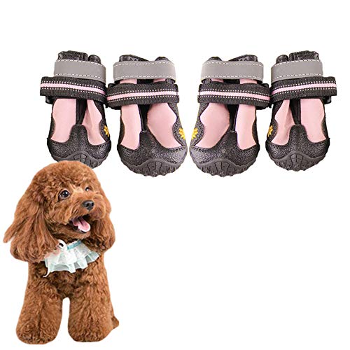 BOENTA Hundeschuhe Pfotenschutz Hundeschuhe Wasserdicht Hundesocken Hundeschuhe Hundepfotenschutz Hundeschuhe rutschfest Hundeschuhe für große Hunde pink,#1 von BOENTA