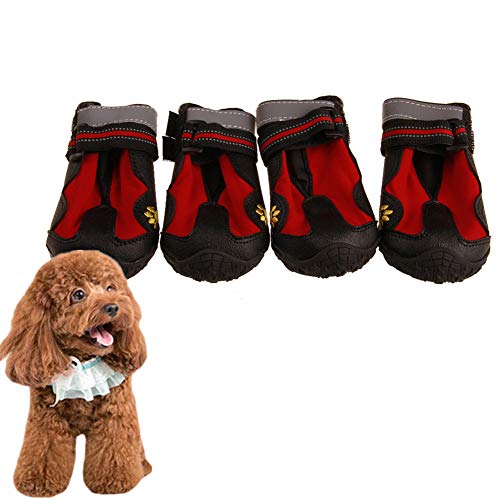 BOENTA Hundeschuhe Pfotenschutz Hundeschuhe Wasserdicht Hundesocken Hundeschuhe Hundepfotenschutz Hundeschuhe rutschfest Hundeschuhe für große Hunde red,#1 von BOENTA