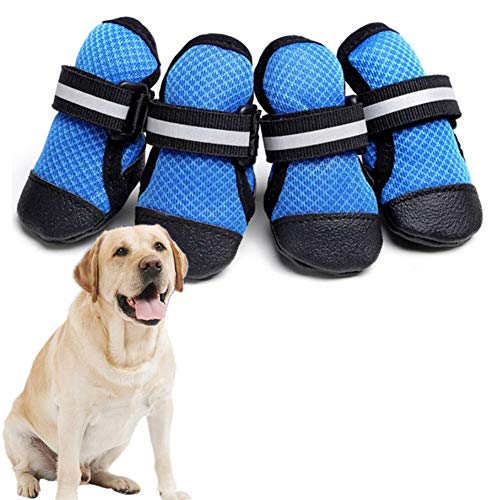 BOENTA Hundeschuhe Pfotenschutz Hundesocken Hundeschuhe für kleine Hunde Hundesocken Hundeschuhe Hund Regenstiefel Hundeschuhe rutschfest Hundepfotenschutz Blue,XL von BOENTA