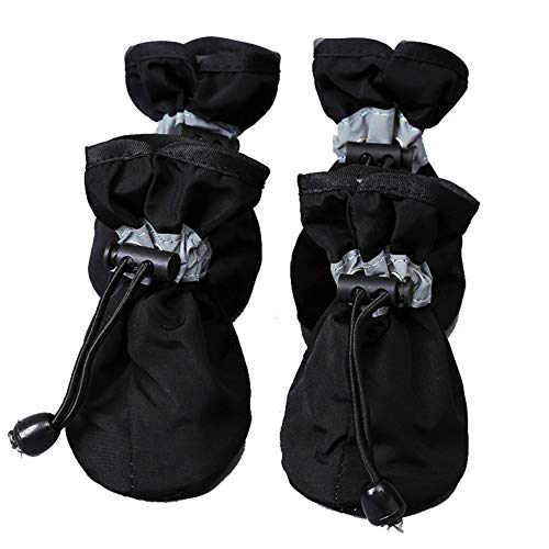 BOENTA Hundeschuhe Wasserdicht Pfotenschutz Hund Hitze Hundesocken Hundeschuhe rutschfest Hundepfotenschutz Hundeschuhe Hund Regenstiefel Black,#4 von BOENTA