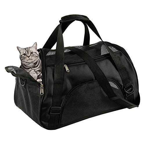 BOENTA Hundetasche Flugzeug Handgepäck Katzentransporttasche Haustierträger für Hunde Pet Travel Carrier Tragbarer Haustierträger Hunderucksackträger Black,l von BOENTA