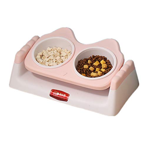 BOENTA Katzennapf rutschfest Katzen Napfset Katzen-Wasserschüssel Hundefutter Und Wasserschüssel Raised Cat Bowl Katzenschüssel Set Welpenschalen klein pink von BOENTA