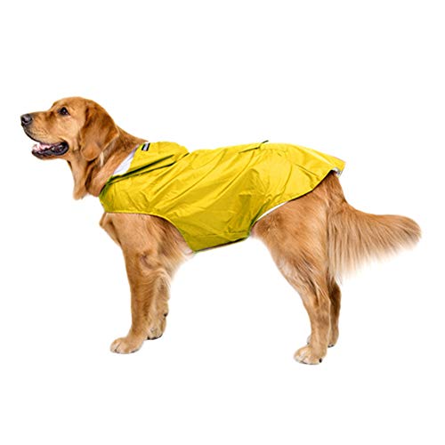 BOENTA Regenmantel Hunde Klein Hunde Regenmantel Wasserdicht Hund Regenmantel mit Kapuze Haustier Regenmantel Hundemäntel für mittlere Hunde Wasserdicht 3X-Large,Yellow von BOENTA