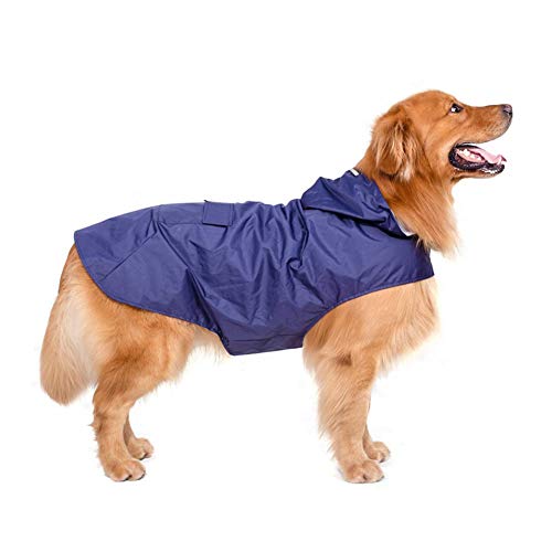 BOENTA Regenmantel Hunde Klein Hunde Regenmantel Wasserdicht Hund Regenmantel mit Kapuze Haustier Regenmantel Hundemäntel für mittlere Hunde Wasserdicht 4X-Large,Blue von BOENTA