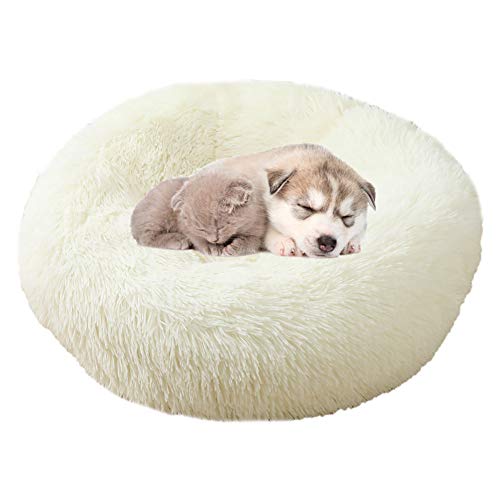 BOENTA hundebett Grosse Hunde hundebett kleine Hunde Hundekomfortbett Plüsch Hundebett Hund Schlafsofa Donut Hundebett Donut Hundebett Haustiernest White,40cm/15.75in von BOENTA