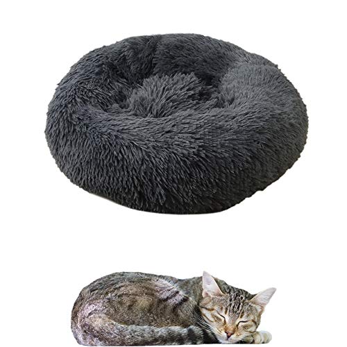 BOENTA hundebett kleine Hunde hundebetten Luxus Hundebett Donut Hundebett Kleines Katzenbett Hundekissen Katzenhöhle Warmes Hundebett Hundekomfortbett Dark Gray,60cm/23.6in von BOENTA