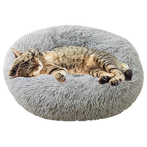 BOENTA hundebett kleine Hunde hundebetten Luxus Hundebett Donut Hundebett Kleines Katzenbett Hundekissen Katzenhöhle Warmes Hundebett Hundekomfortbett Light Gray,40cm/15.75in von BOENTA