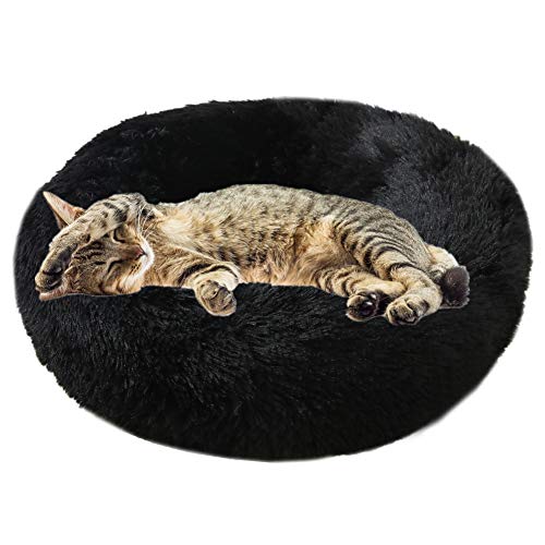 BOENTA hundebetten für mittlere Hunde hundebett kleine Hunde Katzen Donut Bett Warmes Hundebett Hund Schlafsofa Haustierbetten Für Hunde Plüsch Hundebett Black,60cm/23.6in von BOENTA