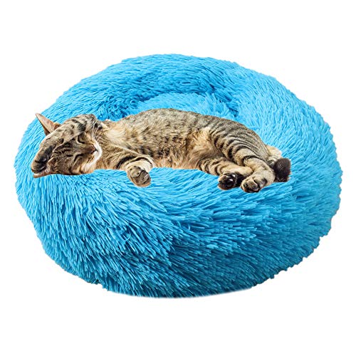 BOENTA hundebetten für mittlere Hunde hundebett kleine Hunde Katzen Donut Bett Warmes Hundebett Hund Schlafsofa Haustierbetten Für Hunde Plüsch Hundebett Blue,40cm/15.75in von BOENTA