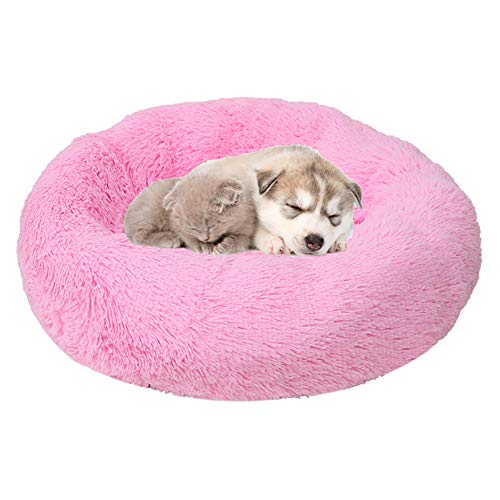 BOENTA hundebetten für mittlere Hunde hundebett kleine Hunde Katzen Donut Bett Warmes Hundebett Hund Schlafsofa Haustierbetten Für Hunde Plüsch Hundebett Bright pink,50cm/19.69in von BOENTA