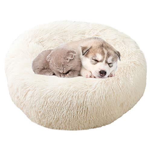 BOENTA hundebetten für mittlere Hunde hundebett kleine Hunde Katzen Donut Bett Warmes Hundebett Hund Schlafsofa Haustierbetten Für Hunde Plüsch Hundebett beige,40cm/15.75in von BOENTA