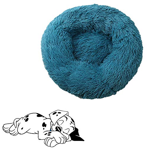 BOENTA hundebetten katzenbett Katzen Donut Bett Hundekissen Donut Hundebett Kätzchenbett Flauschiges Katzenbett Flauschiges Hundebett Kleines Katzenbett Cyan,50cm/19.69in von BOENTA