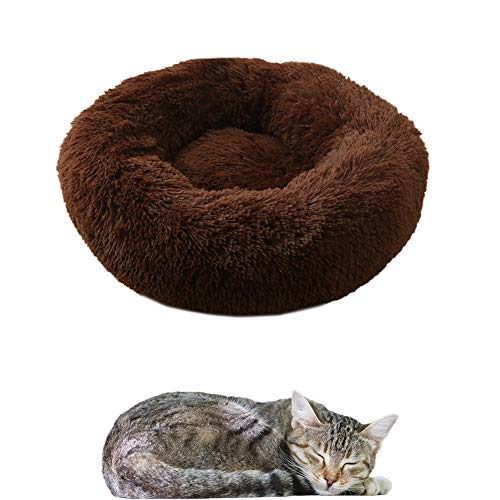 BOENTA hundebetten katzenbett Katzen Donut Bett Hundekissen Donut Hundebett Kätzchenbett Flauschiges Katzenbett Flauschiges Hundebett Kleines Katzenbett Dark Brown,40cm/15.75in von BOENTA