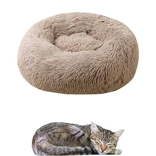 BOENTA hundebetten katzenbett Katzen Donut Bett Hundekissen Donut Hundebett Kätzchenbett Flauschiges Katzenbett Flauschiges Hundebett Kleines Katzenbett Khaki,40cm/15.75in von BOENTA