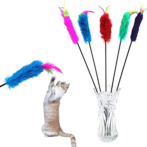 BOENTA katzenangel cat Toy Katzen-Teaser Katzen Angelruten Spielzeug Katzenstab Katzen Zauberstab Spielzeug Katzenspielzeug mit Federn Katzenspielzeugstock b von BOENTA