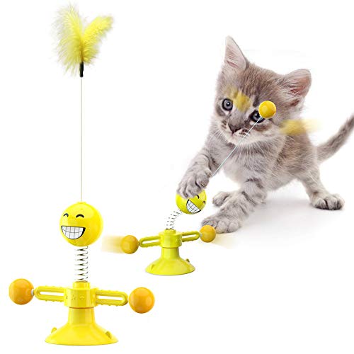 BOENTA katzenangel katzenspielzeug Katze Angelrute Spielzeug Katzen Zauberstab Katze Zauberstab Spielzeug Katze Spielzeug Mit Teathers Katzenfeder Spielzeug Yellow von BOENTA