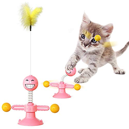 BOENTA katzenangel katzenspielzeug Katze Angelrute Spielzeug Katzen Zauberstab Katze Zauberstab Spielzeug Katze Spielzeug Mit Teathers Katzenfeder Spielzeug pink von BOENTA