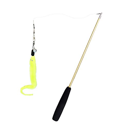 BOENTA katzenspielzeug cat Toy Katze Spielzeug Stick Katze Spielzeug Mit Teathers Katzen Zauberstab Katze Teaser Katzenfeder Spielzeug Yellow von BOENTA