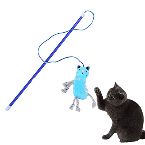 BOENTA katzenspielzeug cat Toy Katzen Zauberstab Spielzeug Katzen Angelruten Spielzeug Katzenspielzeug mit Federn Katzen-Teaser Katzenstab Blue von BOENTA