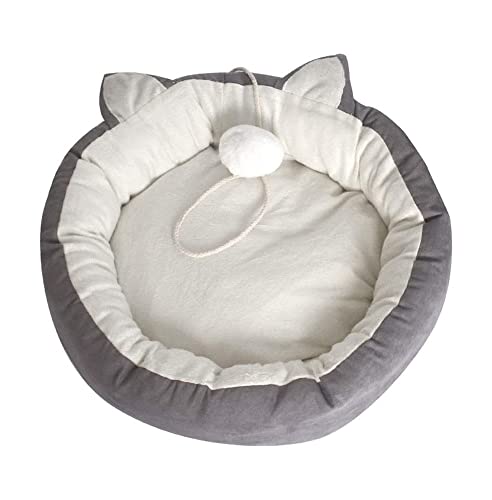 Katzenbett höhle Tierbett Warmes Winternest Plüsch Kätzchen Zwingerzubehör Rundes Katzenohr Weiches Haustierbett Hund Rosa Grau Katzenhundebett Hundekissen katzenkissen ( Color : Grey , Size : 54x11cm von BOGAZY