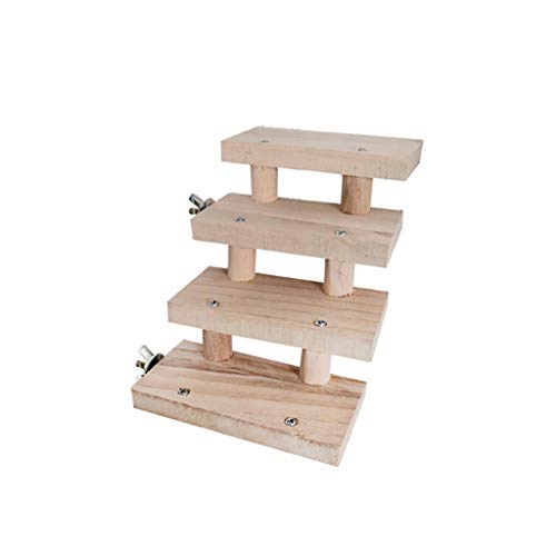 4 Ebenen natürliche Holzleiterbrücke für Hamster, Ratten, Kauen, Haustier, Papageien, Sitzstange, Klettern, Treppen, Übung von BOGEEL