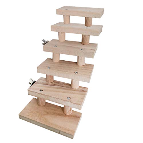 6 Ebenen natürliche Holzleiterbrücke für Hamster, Ratten, Kauen, Haustier, Papageien, Sitzstange, Klettern, Treppen, Übung von BOGEEL