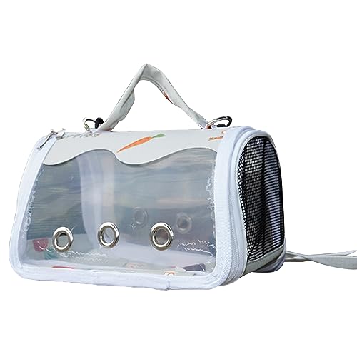 Transparente Tragetasche für Haustiere mit Futterbecher und Sitzstange, faltbare Vogel-Reisetasche, atmungsaktive Tasche von BOGEEL