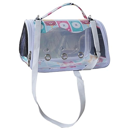 Transparente Tragetasche für Haustiere mit Futterbecher und Sitzstange, faltbare Vogel-Reisetasche, atmungsaktive Tasche von BOGEEL