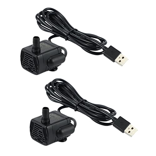 BOLAXHCA 2X Ultra-Leise Mini Brüstenlos USB Wasser Pumpe 5V 70Cm Tauch Brunnen Aquarium Umlaufend von BOLAXHCA