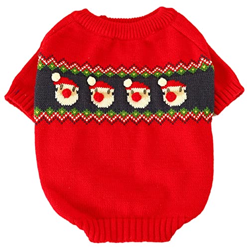 BOLAXHCA Haustier Hunde Katzen Herbst und Winter Neue Weihnachten Weihnachtsmann Rote Pullover Festliche Rote Haustier Kleidung für Welpen KäTzchen, S von BOLAXHCA