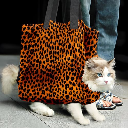 BOLIMAO Tragetasche für Haustiere mit Leopardenmuster, für Katzen und kleine Hunde, tragbare Tragetasche für kleine Hunde, Polyester, Tragetasche für Welpen und Kätzchen, 35,6 x 33 x 15,2 cm von BOLIMAO