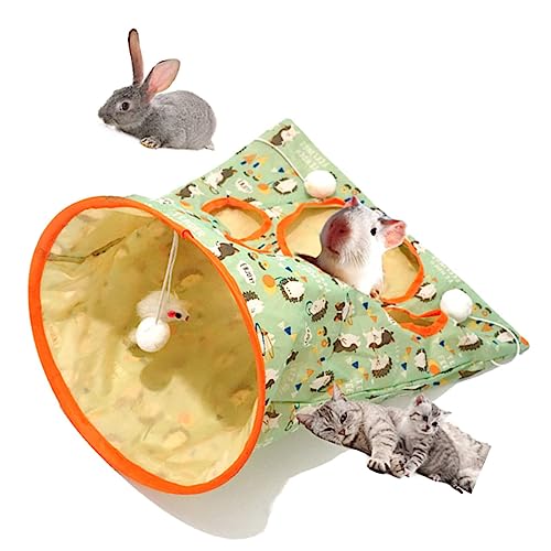 BOLORAMO Haustier-Bohreimer, Interaktives, Kratzfestes, Leichtes Katzen-Tunnel-Taschenspielzeug mit Katzen-Plüschbällen (Igel) von BOLORAMO