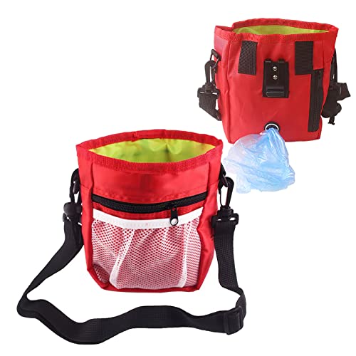 BOLORAMO Haustier-Snack-Tasche, Große Kapazität, Faltbare Haustier-Trainingstasche, Vielseitig Einsetzbar für Spaziergänge Im Freien, für Haustiere für Hunde (Rot) von BOLORAMO