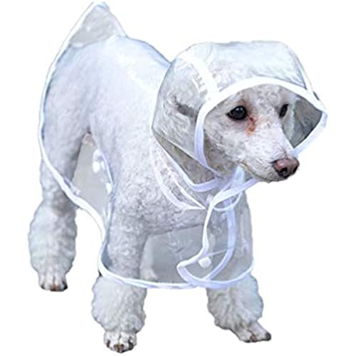 BOLYUM Hunde Regenmantel, Wasserdichter Mantel Regenjacke mit Kapuze und Geschirrloch, PVC Wasserdicht Klar Transparent Regenmantel Jacke (S) von BOLYUM