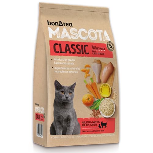 BONAREA Trockenfutter für Katzen - 10kg - Classic Reich an Frischem Fleisch - Hergestellt aus Tierischem Eiweiß, Getreide und Gemüse - Ideal für Kätzchen und Ausgewachsene Katzen von BONAREA