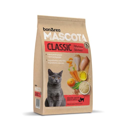 BONAREA Trockenfutter für Katzen - 3kg - Classic Reich an Frischem Fleisch - Hergestellt aus Tierischem Eiweiß, Getreide und Gemüse - Ideal für Kätzchen und Ausgewachsene Katzen von BONAREA