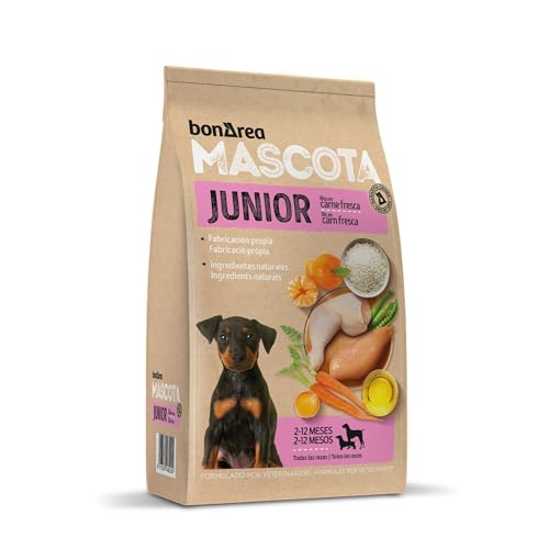 BONAREA Trockenfutter für Welpen - 3kg - Junior Reich an Frischem Fleisch - Hergestellt aus Tierischem Eiweiß, Getreide und Gemüse Welpenfutter Ideal für bis zu 12 Monate von BONAREA