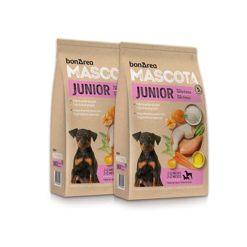 BonÀrea – Futter für Hunde und Welpen – Packung mit 2 x 3 kg (insgesamt 6 kg) – kleine, mittlere und große Rassen – vom Entwöhnen bis zum Erwachsenen – enthält natürliche Zutaten – Junior von BONAREA