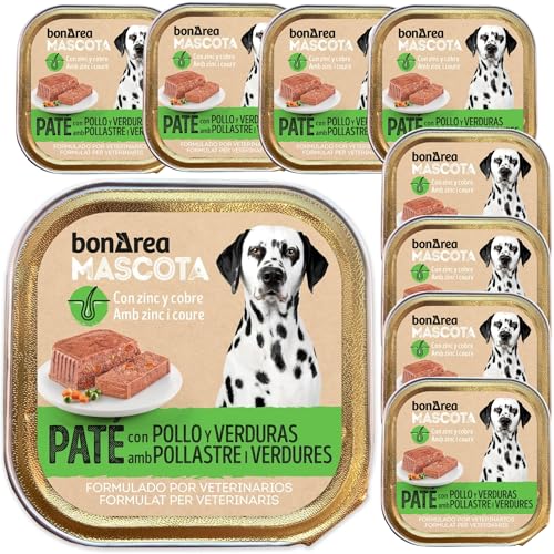 BonÀrea – Nassfutter für Hunde, Packung 9 x 300 g – Hühnerpastete mit Gemüse – für alle Altersgruppen – französische Herstellung von BONAREA