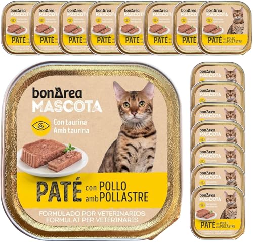 BonÀrea – Nassfutter für Katzen, 32 x 100 g – Hühnergeschmack, reich an Taurin – für alle Altersgruppen geeignet von BONAREA