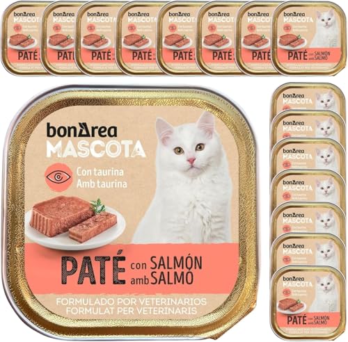 BonÀrea – Nassfutter für Katzen, 32 x 100 g – Lachsgeschmack, reich an Taurin – für alle Altersgruppen geeignet von BONAREA