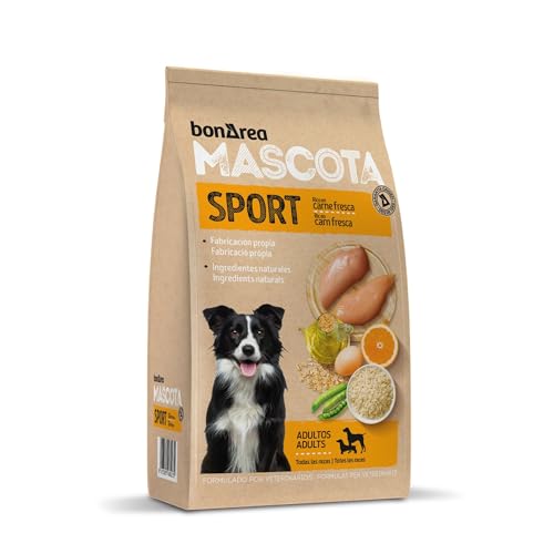 Trockenfutter für Ausgewachsene Hunde - 10kg - Sport Reich an Frischem Fleisch - Hergestellt aus Tierischem Eiweiß, Getreide und Gemüse Intensive Körperliche Aktivität von BONAREA