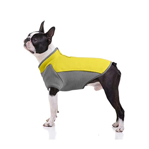 Bonawen Fleece-Hundeweste, Pullover, weiche Hundejacke, kaltes Wetter, Hundejacke für kleine, mittelgroße Hunde, Jungen oder Mädchen (gelb, M) von BONAWEN