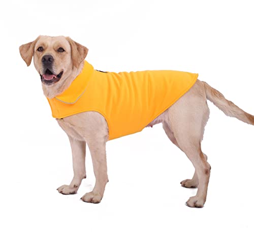 Fleece-Hundemantel, Haustierjacke, Hundeanzug, reflektierend, für kaltes Wetter, für kleine Hunde bis extra große Haustiere (Gelb, XS) von BONAWEN