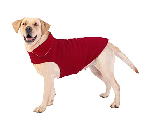 Fleece-Hundemantel, Haustierjacke, reflektierend, für kaltes Wetter, für extra große bis kleine Haustiere (rot, 2XL) von BONAWEN