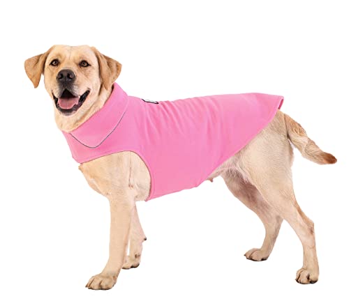 Fleece-Hundemantel, Winterjacke, reflektierend, für kaltes Wetter, für große, mittelgroße und kleine Hunde (Rosa, 2XL) von BONAWEN