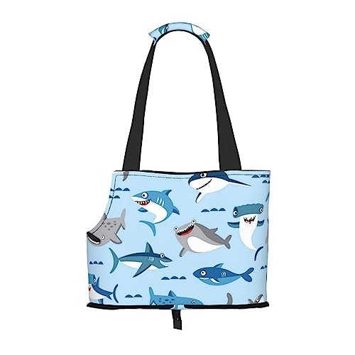 Cartoon Shark Pet Carrier, Tier Tragbare Tragetasche Casual Hund Katze Umhängetasche für kleine bis mittelgroße Katzen und kleine Hunde von BONDIJ