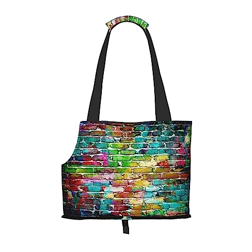 Graffiti Bunte Ziegel Pet Carrier, Tier Tragbare Tote Bag, Casual Hund Katze Umhängetasche für kleine bis mittelgroße Katzen und kleine Hunde von BONDIJ