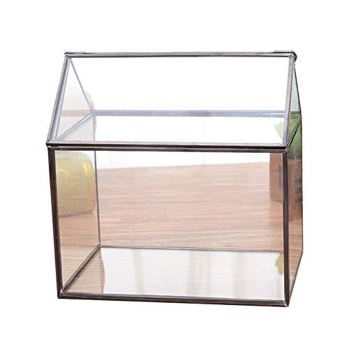 BONOOL Schmuckkästchen, geometrisch, quadratisch, Glas, Schmuckvitrine, transparent, europäischer Stil, einfacher kreativer Schmuck-Organizer, Schmuckschatulle für Damen von BONOOL