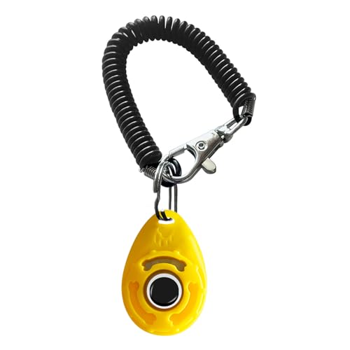 BONSO Hundetraining Clicker mit Verstellbarer Handschlaufe - Positive Verstärkung Pet Training Clicker für Hunde, Katzen und Welpen (Gelb) von BONSO